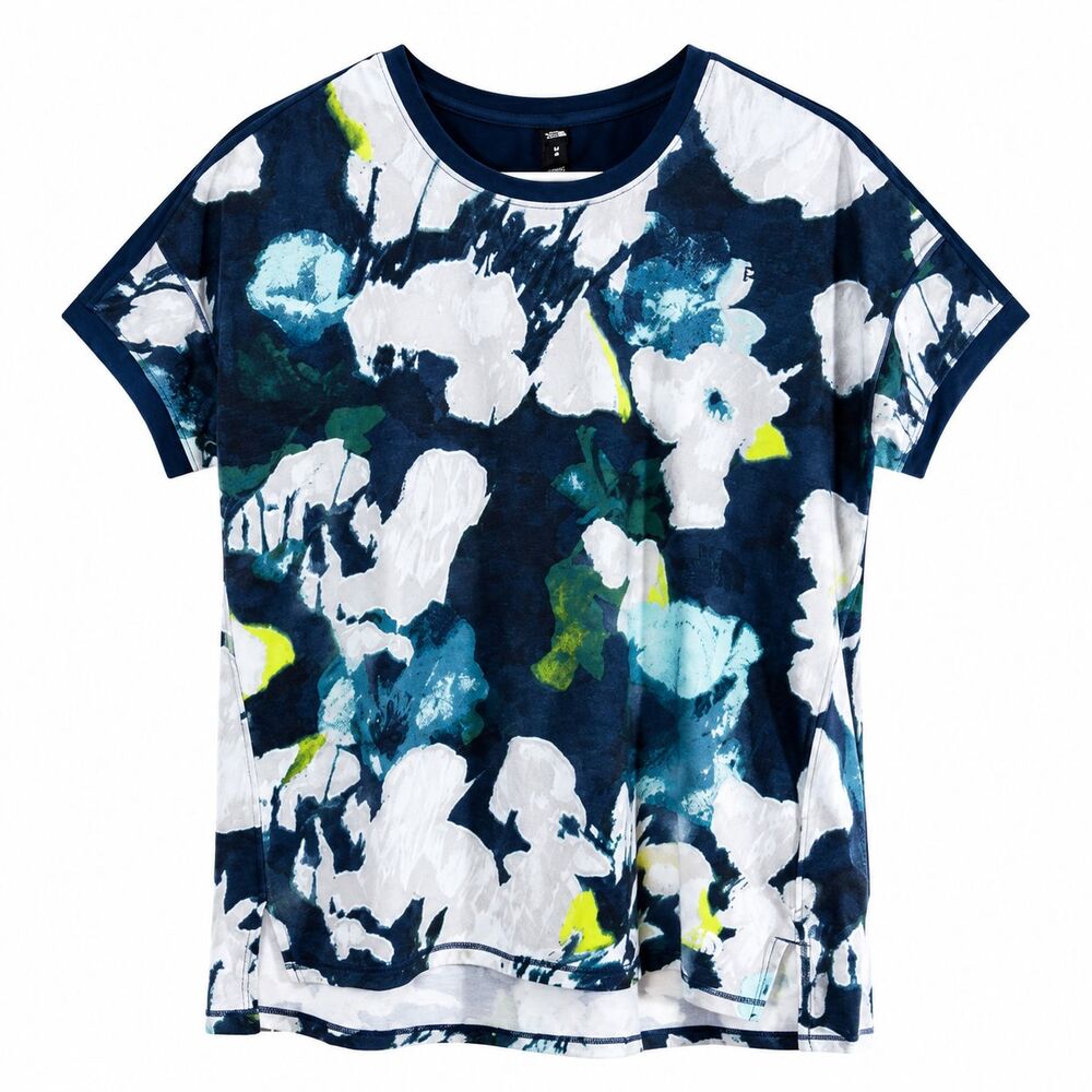 The North Face Women's EA Dawndream Floral Print FlashDry Active Shirt Blue M